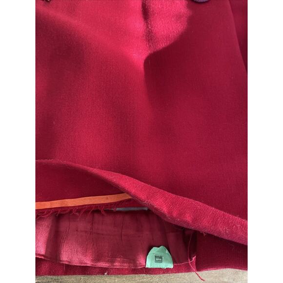 Vtg Red Holiday Wool Coat Fur Collar Cuff Double Breast Size Made in Canada Med - Picture 11 of 11